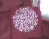 Knit doily in pink and blue 12 inch round from egyptian cotton