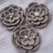 Appliques 3 hand crochet flowers 3 inch light gray
