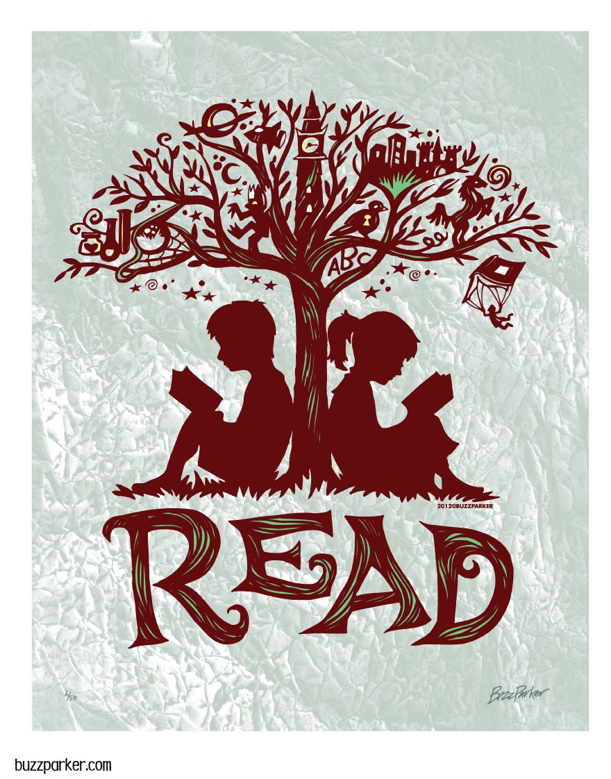 Reading Tree - 11x14 Art Print, Every Book An Adventure