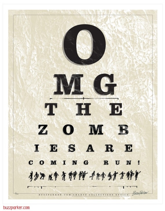 Zombie Eye Chart, Collections Series Limited Edition Art Print