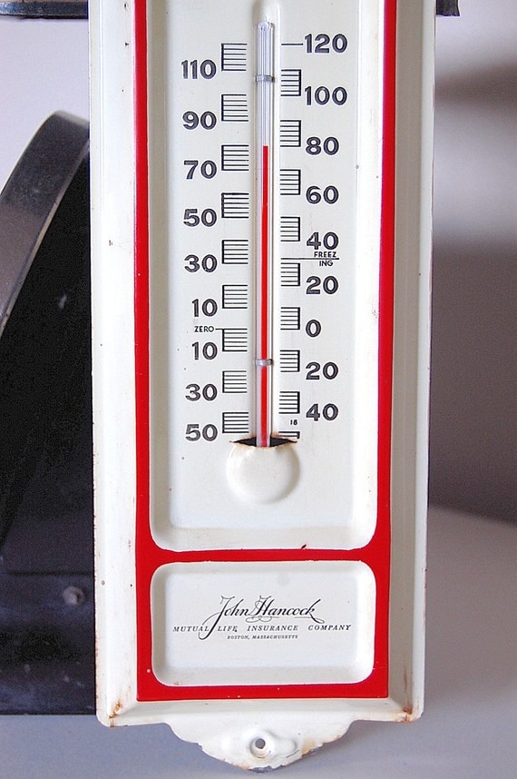 Vintage Metal Outdoor Thermometer Wall Mount by SackLunchTime