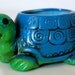 Vintage Retro Kitschy Turtle Candle holder in Teal and Avocado JAPAN