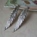 Long Feather Earrings Matte Silver - Memorial Day Sale