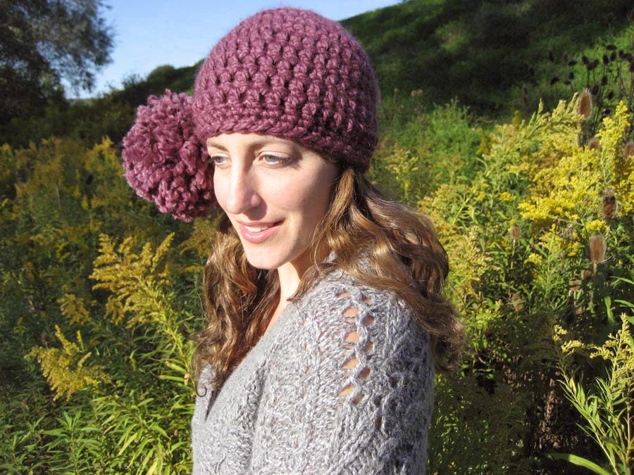 Sweet Purple Single Pom Pom Cloche