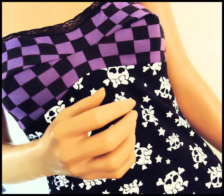 Purple Checkered Skull Top (Large)