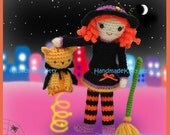 Melissa the Magic Witch and Draculin Kitty Amigurumi PDF Crochet Pattern by HandmadeKitty