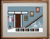 1960s Funky Hallway Interior - Digital Art Print