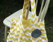 NEW, The Katie... yellow chevron with gray rosette,  pleated purse with  rosette