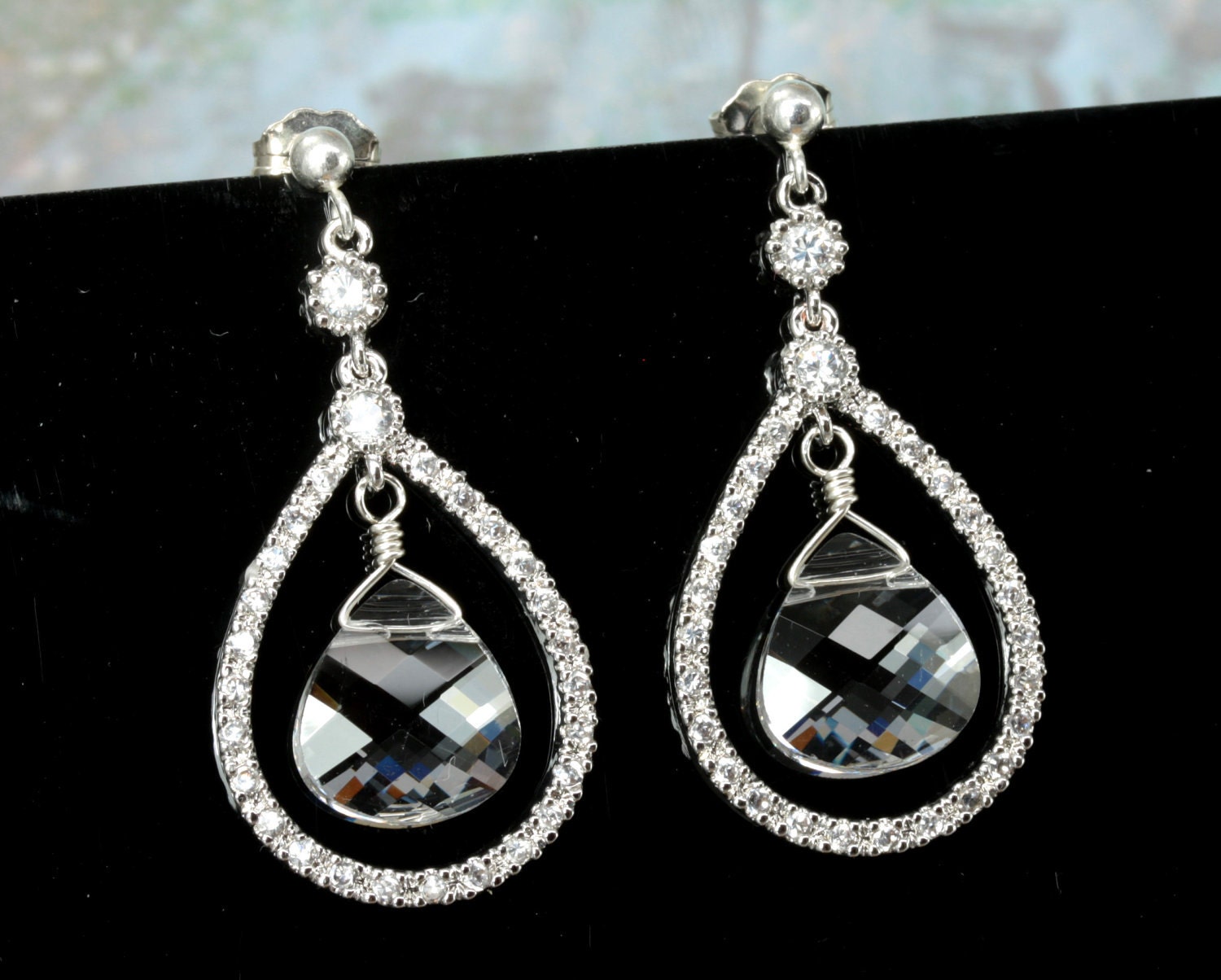 Crystal Teardrop Earrings, Crystal Chandelier Earrings, Wedding Jewelry for Brides, Crystal Bridal Earrings, Swarovski Crystal