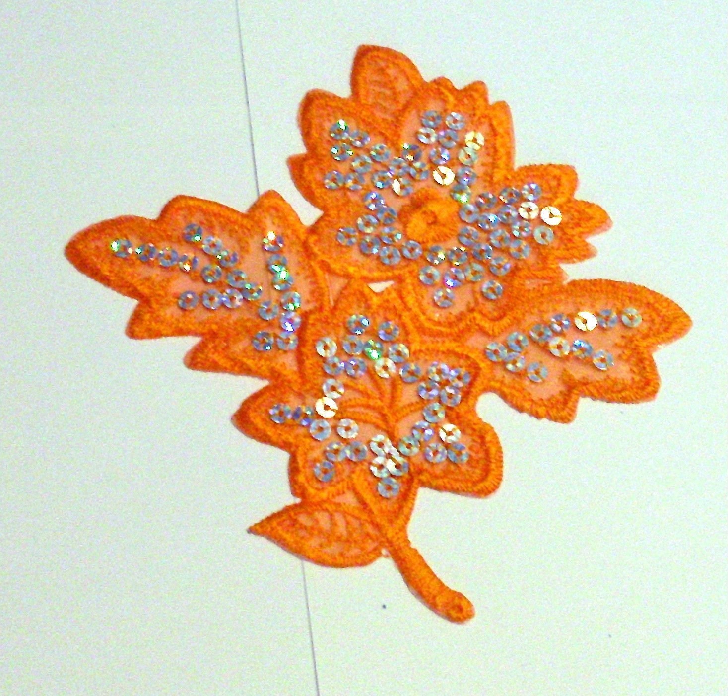 Orange Flower patch, applique with sequin organza iron on by shoptillyoudropnow on etsy