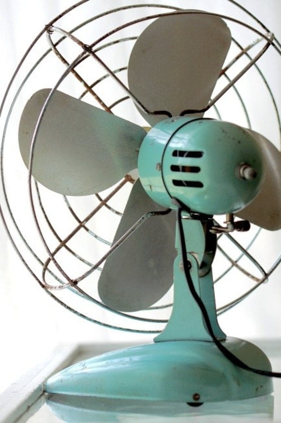 vintage turquoise fan - fine art photograph - 8 x 12