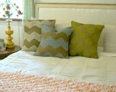 Cottage Chic - Painted Burlap Feed Sack Pillow Cover - Chevron - 18x18