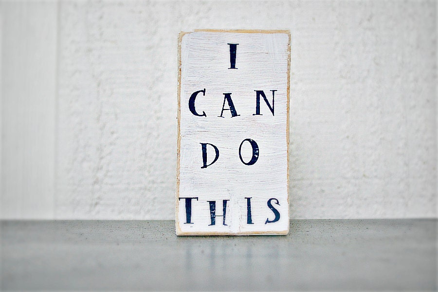 Shabby Chic - Wood Sign - Itty Bitty Word Block - I Can Do This - PamelaJoyceDesigns