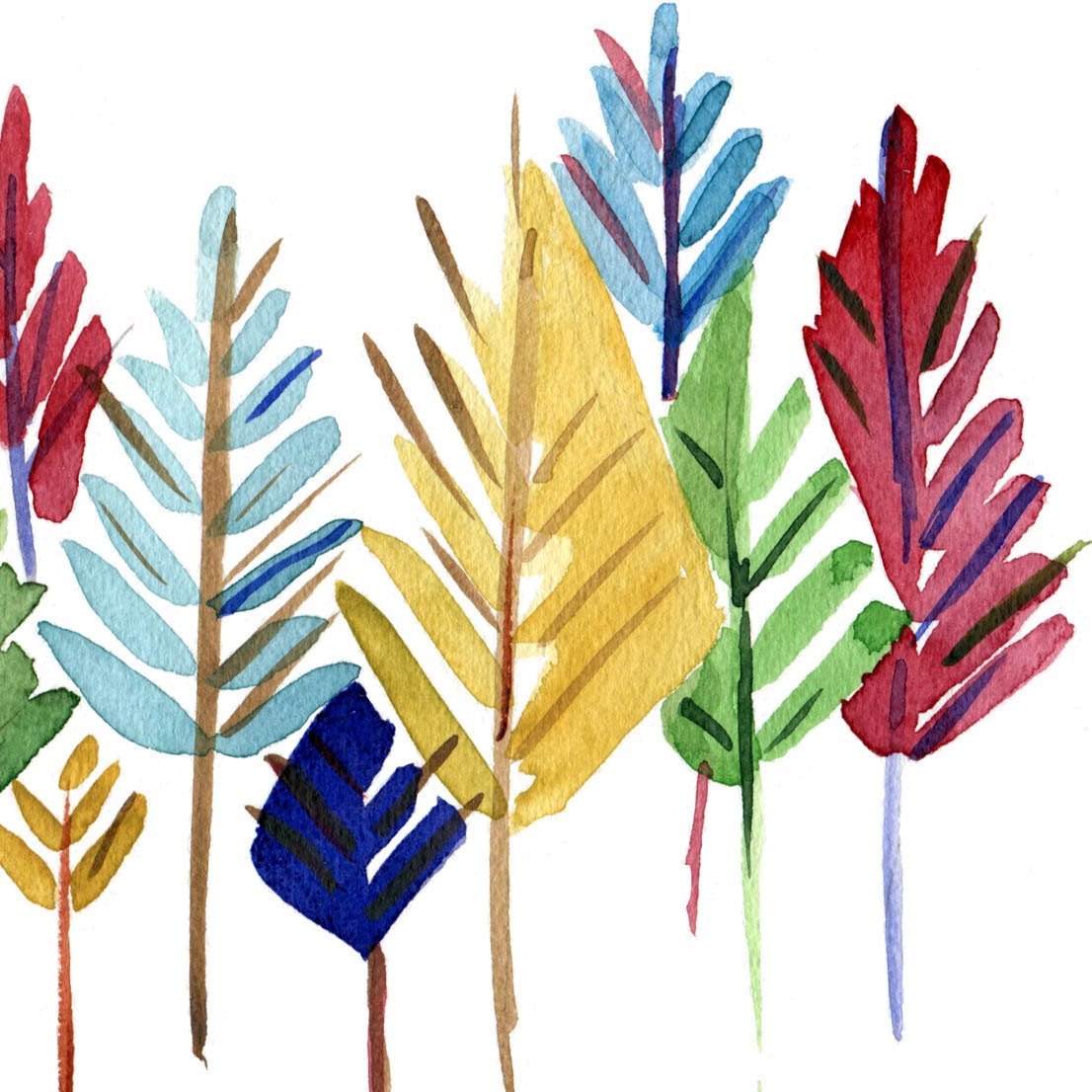 Pine Trees art Print of  Abstract watercolor painting, modern woodland, Christmas, Home decor, Office decor, Nursery decor