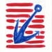 Anchor Print of riginal Acrylic painting of Blue Anchor and Red stripes rustic Nautical , coast, nursery decor, limitied edition