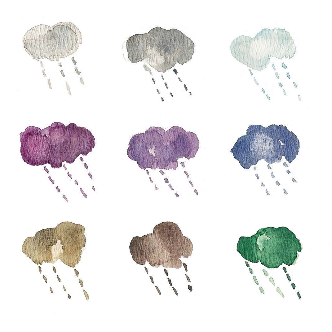 Rain Clouds Art  Print of  clouds in cool winter colors Autumn Winter calm colors Limited edition, soft , absract
