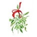 Mistletoe Art print of original watercolor painting ,Christmas bouquet with Red ribbon, Holiday wall decor,Limited edition