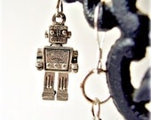 Dangle Earrings Baby Robot Earrings - Lost In Space Bot -Kitsch Geekery Nerd Love -Robot Jewelry in Pewter