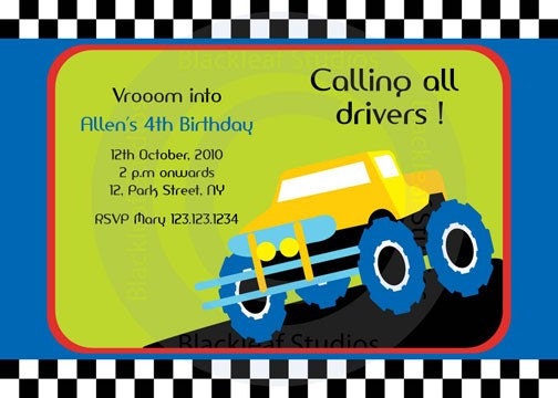 Monster Truck Birthday Party Invitation DIY Printable 5x7 Card Il_170x135