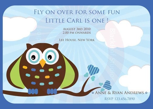 Baby Owl Invitation DIY Printable for Baby Shower, Birth Announcement or Birthday Party 5x7 Card