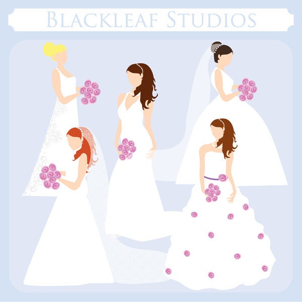 Bridal Silhouettes Clip Art Instant Download - wedding, gowns, bride, bridesmaid, shower, registry - Personal and Commercial Use Clipart Il_170x135