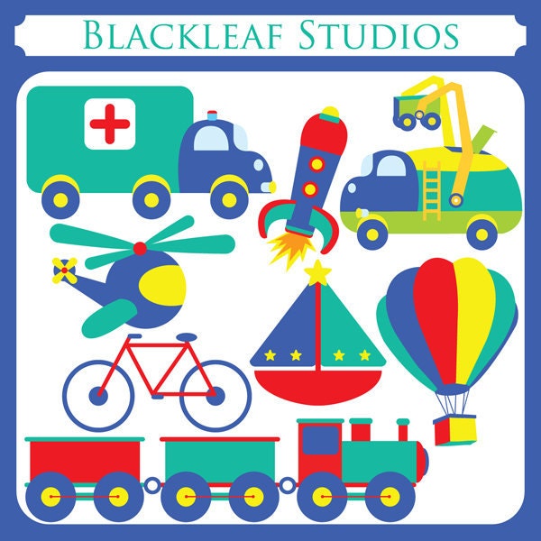 Transportation Digital File Clip art - ambulance, balloon, rocket, boat, cycle, helicopter, train, truck, logo - Personal and Commercial Use Il_170x135