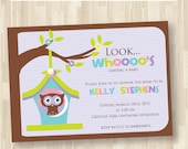 Cute Baby Owl Customised Invitation DIY Printable for Baby Shower or Birthday Party 5x7 Card Il_170x135