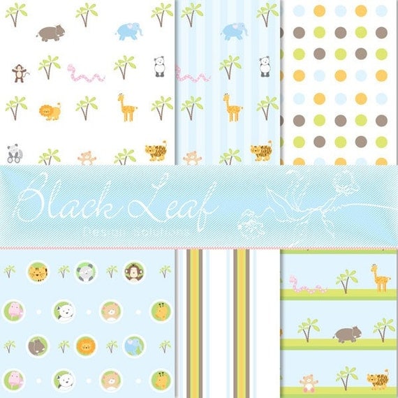 Jungle Animals Digital Paper for Scrapbooking, Cards, Invites, Photographers Marketing Kits, Crafts Il_570xn