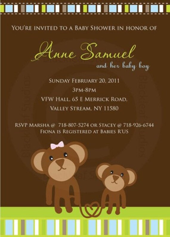 Baby Shower - Baby Monkey Invitation DIY Printable for Baby Shower, Christening or Dedication Il_570xn