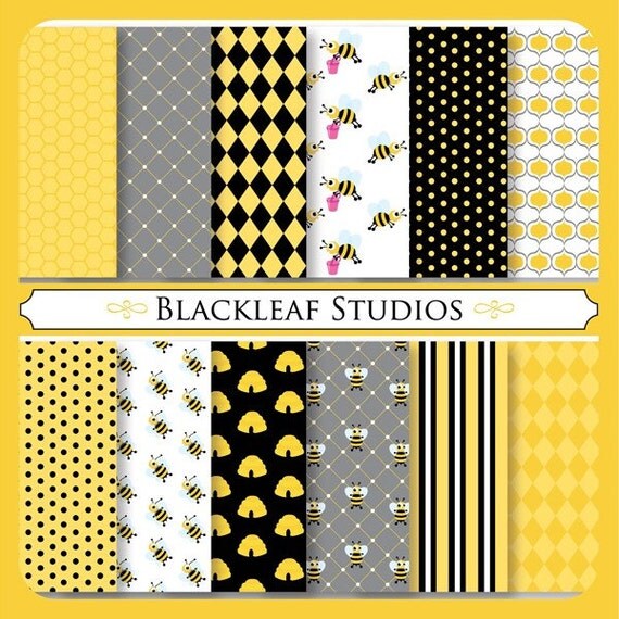 Busy Bee Digital Paper Pack for Scrapbooking, Cards, Invites, Photographers Marketing Kits, Crafts Il_570xn