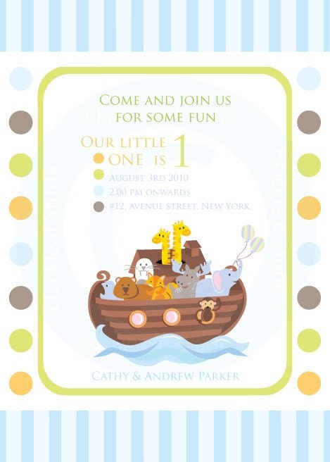 Noahs Ark Invitation DIY Printable for Baby Shower, Birth Announcement ...