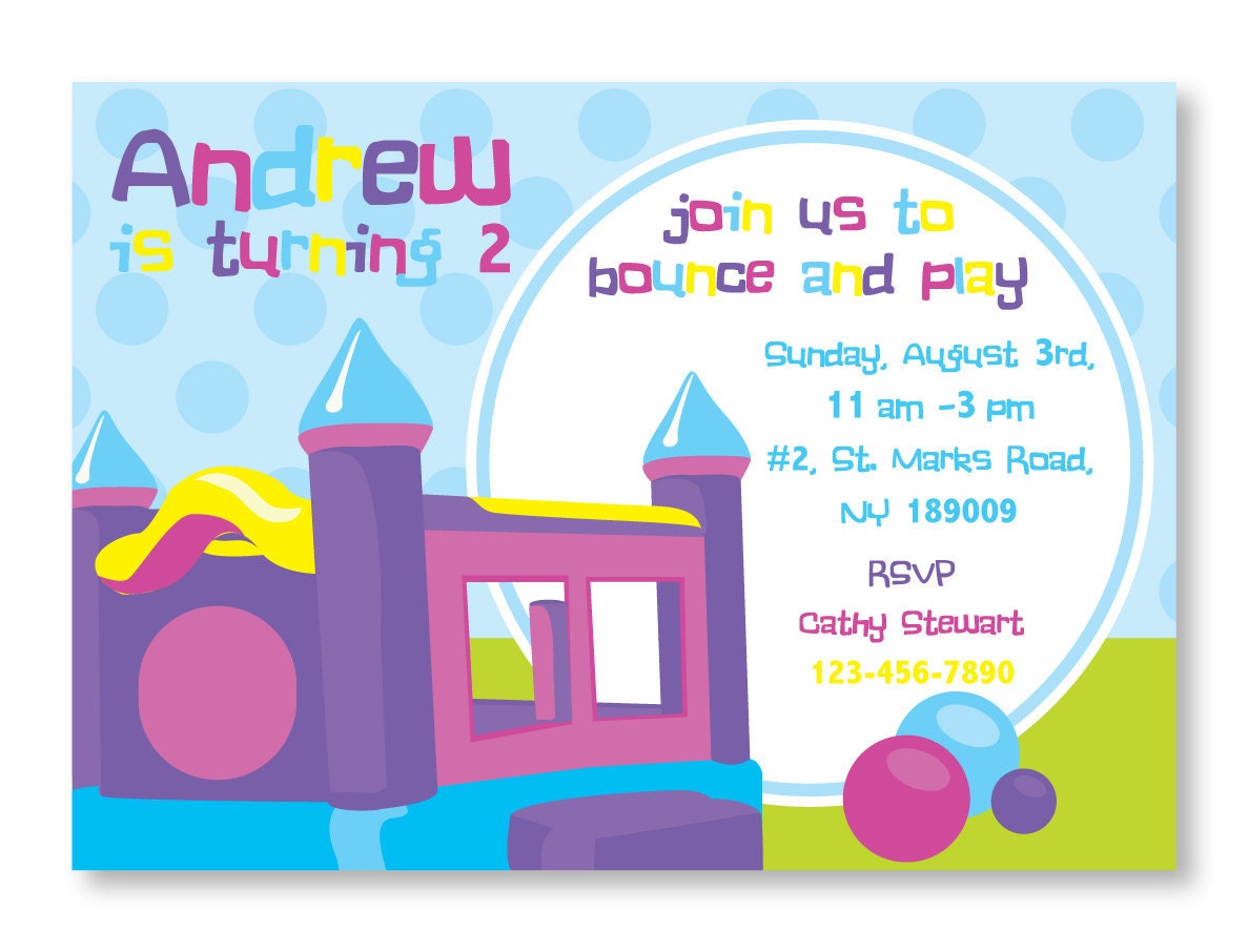Bounce House Invitation DIY Printable 5x7 card for Baby Shower or Birthday Party Il_570xn