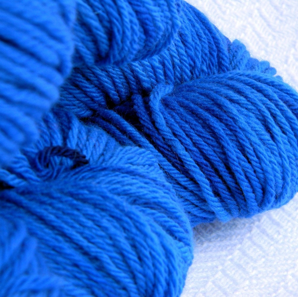 Royal Blue Hand Dyed Merino Wool Yarn Worsted Weight 210 yards