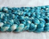 Hand Dyed Turquoise Superwash Merino Wool Tencel spinning fiber combed top 4 oz handdyed turquoise