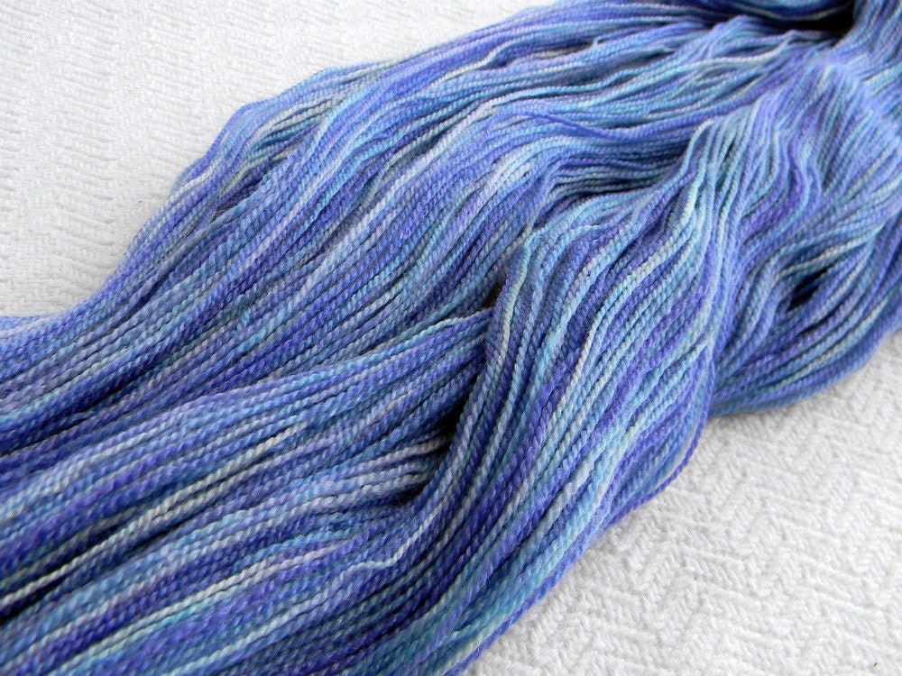 Handdyed Periwinkle Blue LACE yarn bamboo merino wool blend 875 yards hand dyed