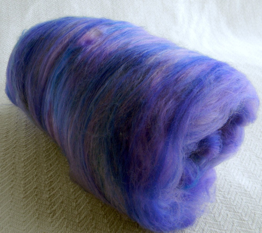 Indigo Blue n Pink Spinning Batts Fiber hand dyed superwash merino wool tencel Art Batt Fibre