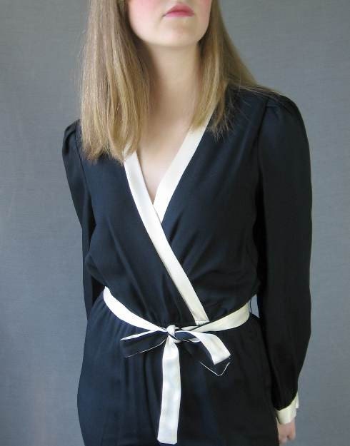 70s 80s Vintage Jumpsuit Disco Drama Small Satin Trim Sexy