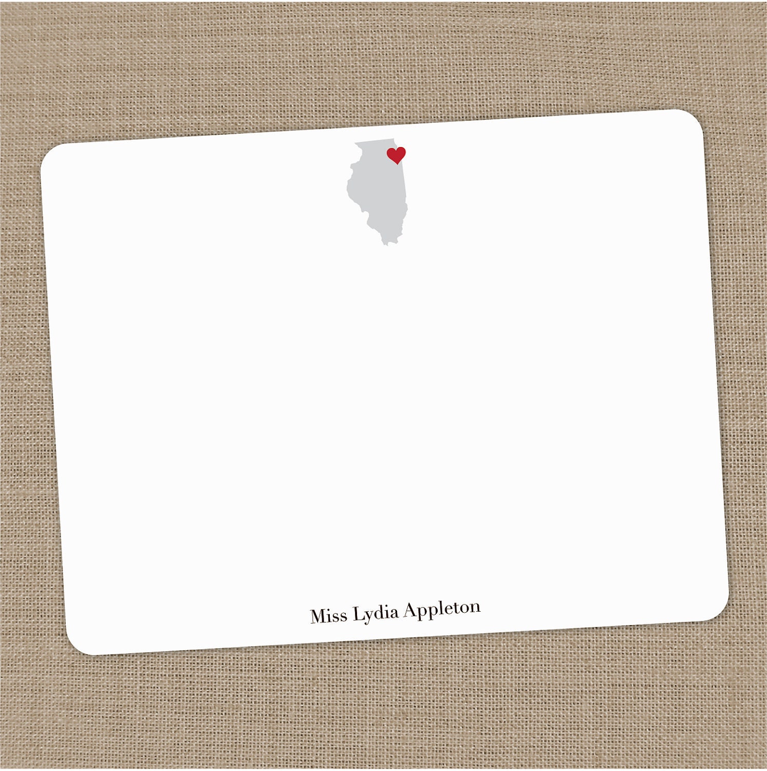 Personalized State and City (you pick) Flat Notecards