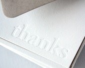 THANKS - Thank You Letterpress Note Cards - Blind Impression