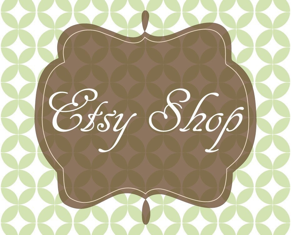 Premade Etsy Shop Banner Avatar Set - Etsy Package Design - Green Pattern Circles Design