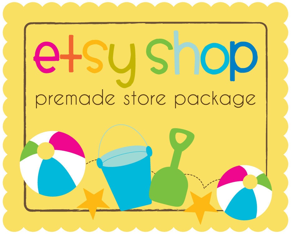 Etsy Shop Premade Package Banner Avatar Set - Design Shop Graphics - Sun Fun Summer