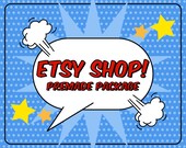 Etsy Shop Banner Avatar Set - Premade Design Package - Pop Art Superhero Fun Design