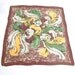 1950's Vintage Abstract Mask Motif Silk Scarf, Brown, Green, Yellow and White Women Wearing Masks Print, 1950s, 50's, 50s