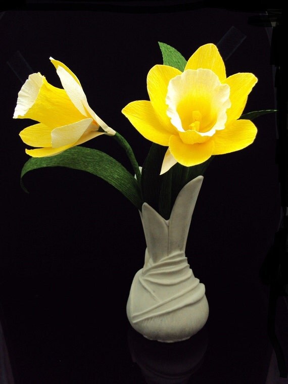 daffodil pair - paper flowers for gift, wedding, or home decor
