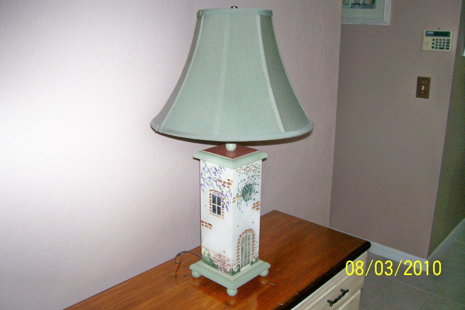 Hand Painted Table Lamp with Garden Motif