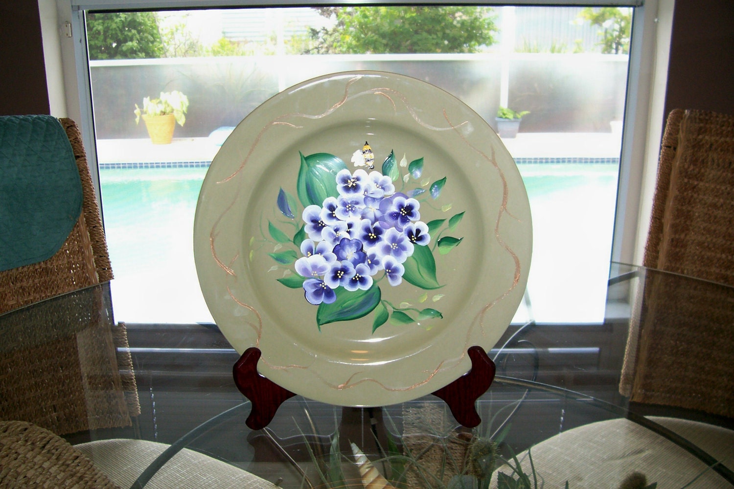 Hand Painted 11 inch Floral Plate