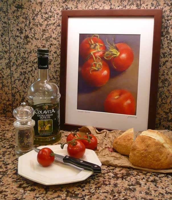 reproduction art print of oil painting still life  -Tomatoes, Parted - // kitchen art gift for hostess and gourmet