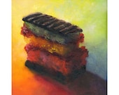 archival art print of oil painting still life Chocolate Cake Italian Rainbow Cookie // gift for bestie