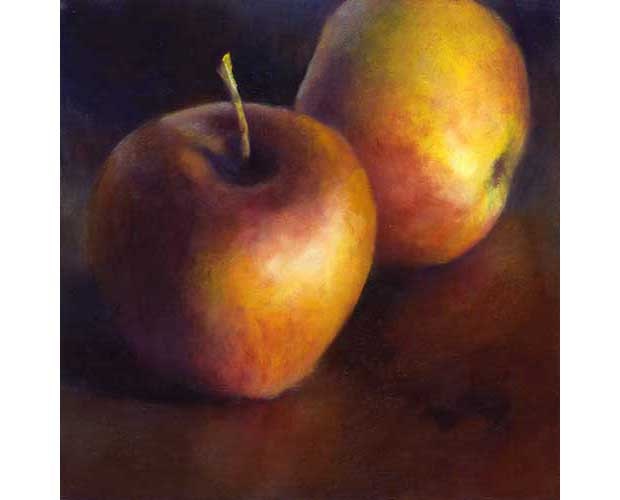 reproduction of still life painting - Rosy Apple Harvest - archival art print of oil painting