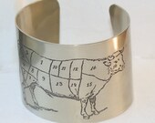 Butcher's Diagram Etched Cow Cuff